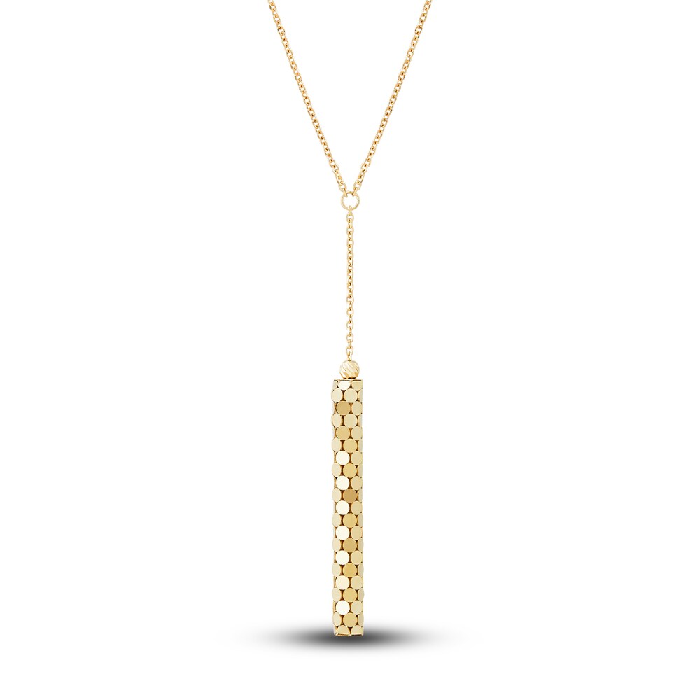 Italia D'Oro Lariat Bar Drop Pendant Necklace 14K Yellow Gold 17.5" Q9yTZMlu