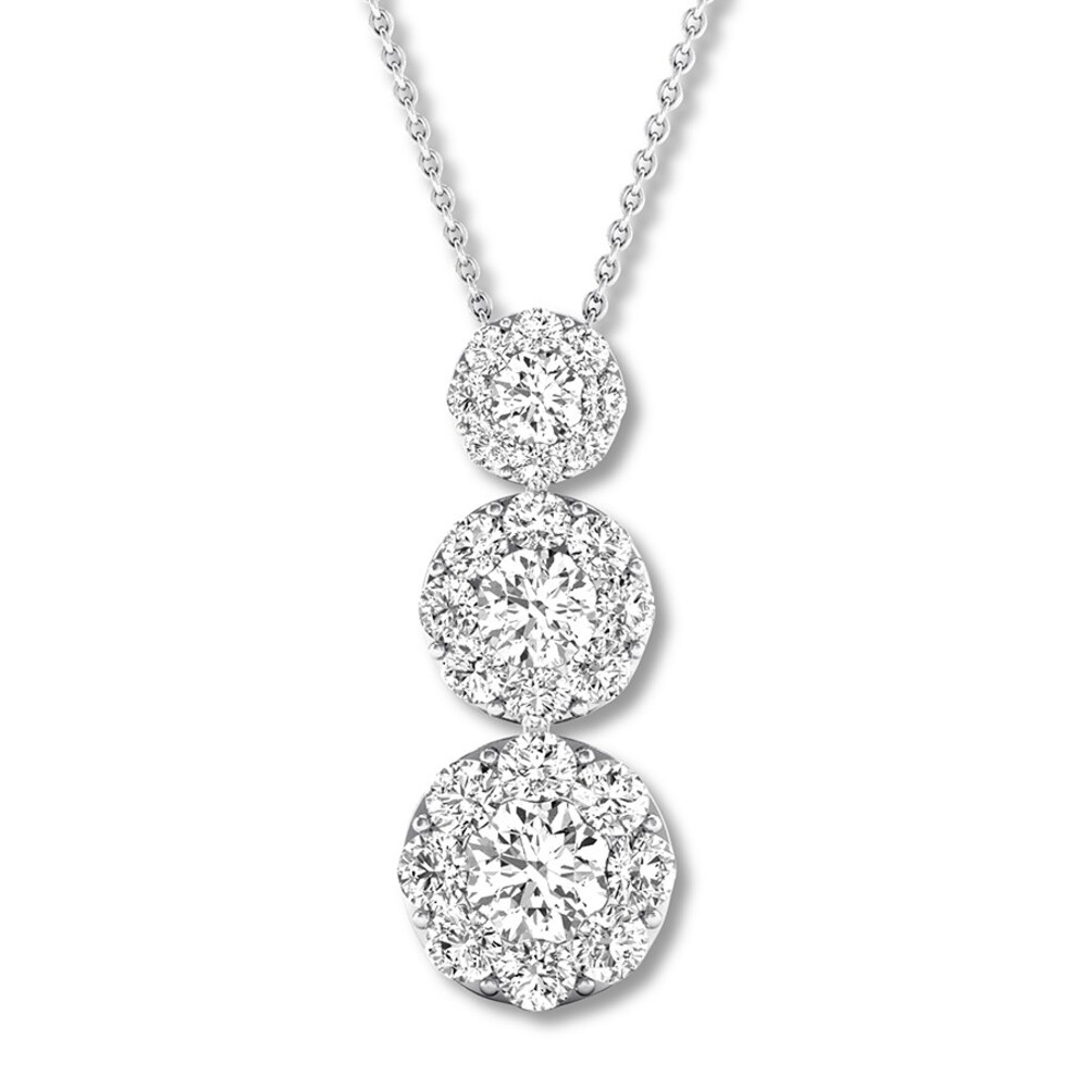 Diamond Necklace 1 carat tw Round 14K White Gold 16-18" Adj. QA1wBmn4