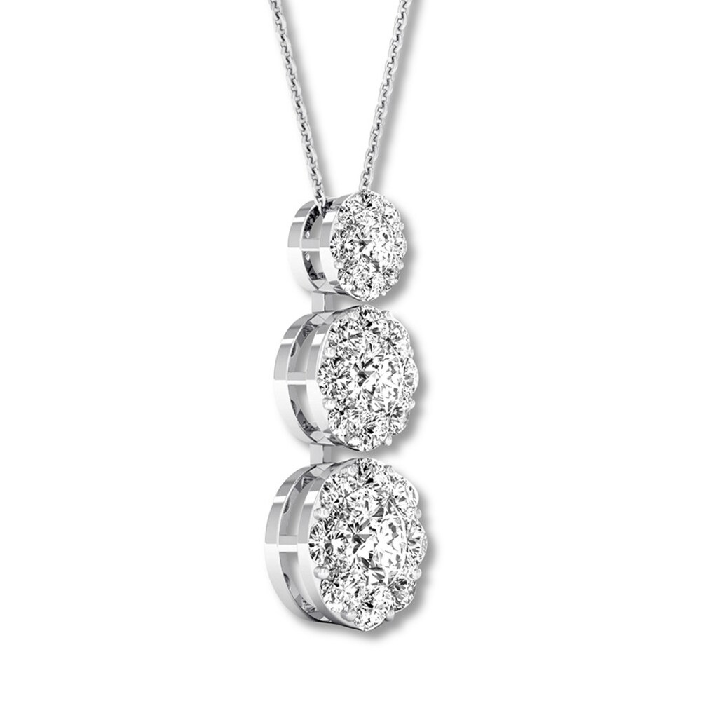Diamond Necklace 1 carat tw Round 14K White Gold 16-18\" Adj. QA1wBmn4