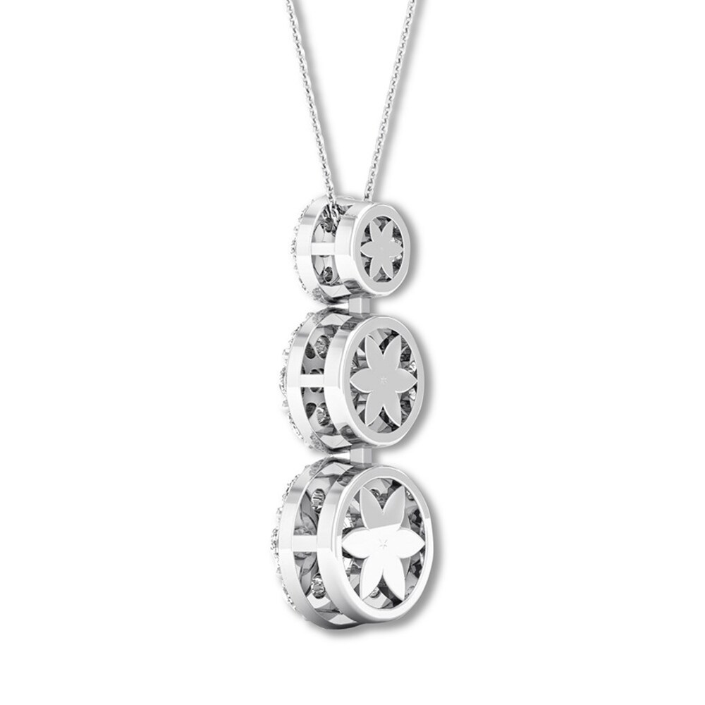 Diamond Necklace 1 carat tw Round 14K White Gold 16-18\" Adj. QA1wBmn4