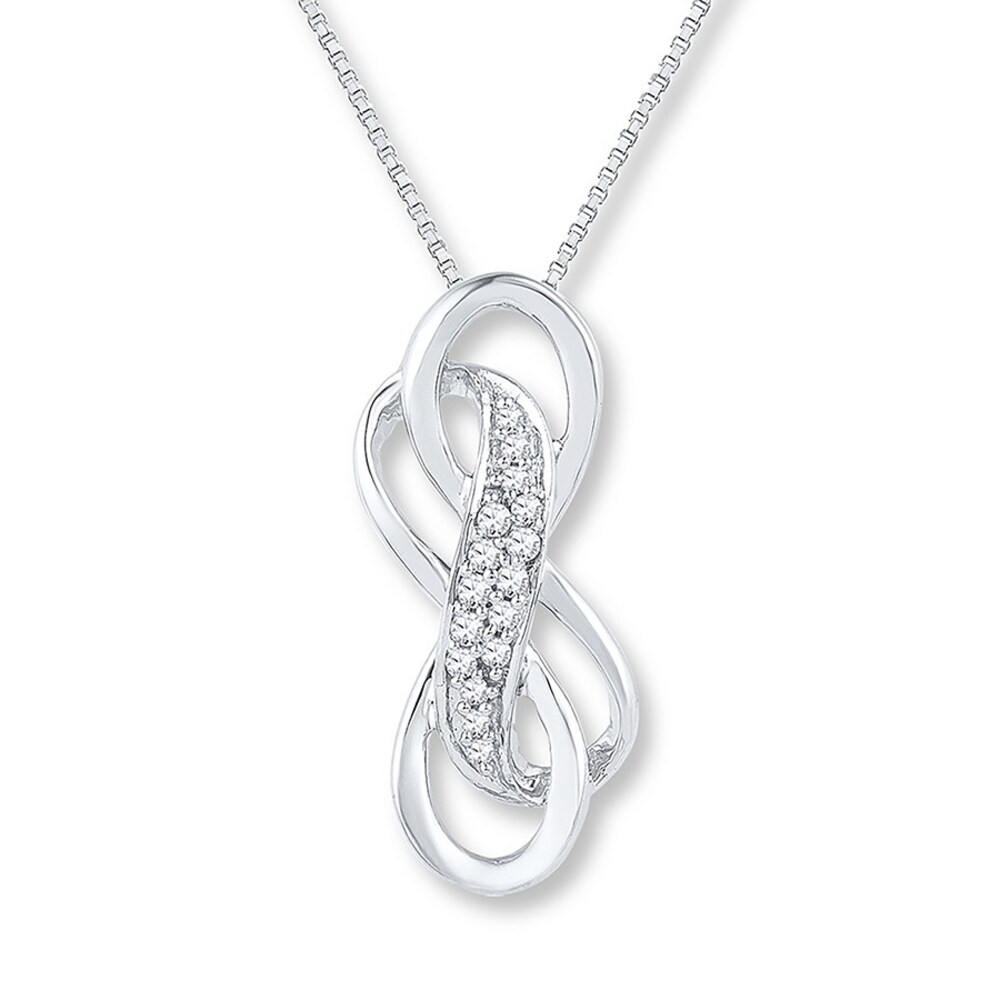 Double Infinity Necklace 1/10 ct tw Diamonds Sterling Silver QOQKsRVj