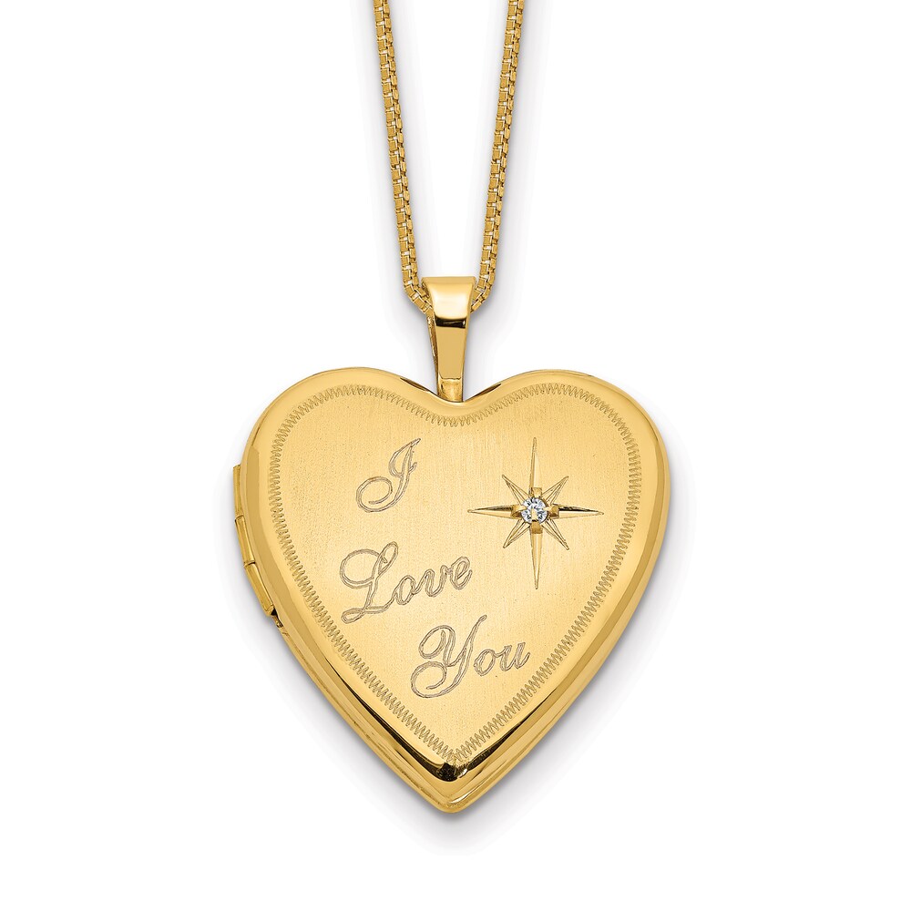 Heart Locket Necklace Diamond Accents 14K Yellow Gold 18" QPDQHaqQ