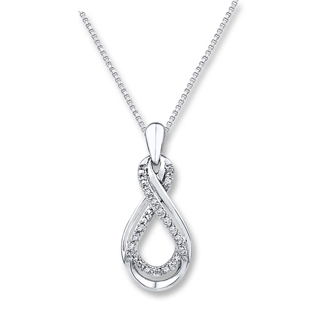 Diamond Infinity Necklace 1/20 ct tw Round-cut Sterling Silver QV5jlVoR