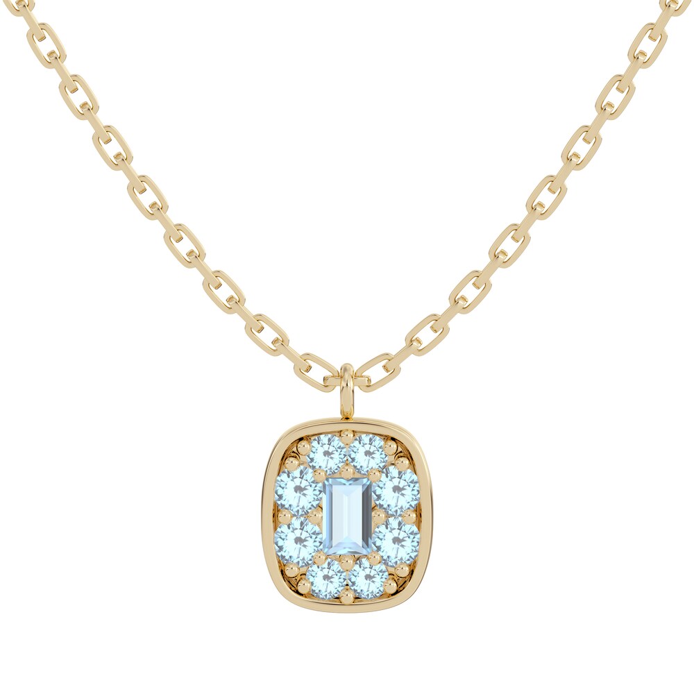 Juliette Maison Natural Aquamarine Pendant Necklace 10K Yellow Gold QYyXlZzx [QYyXlZzx]