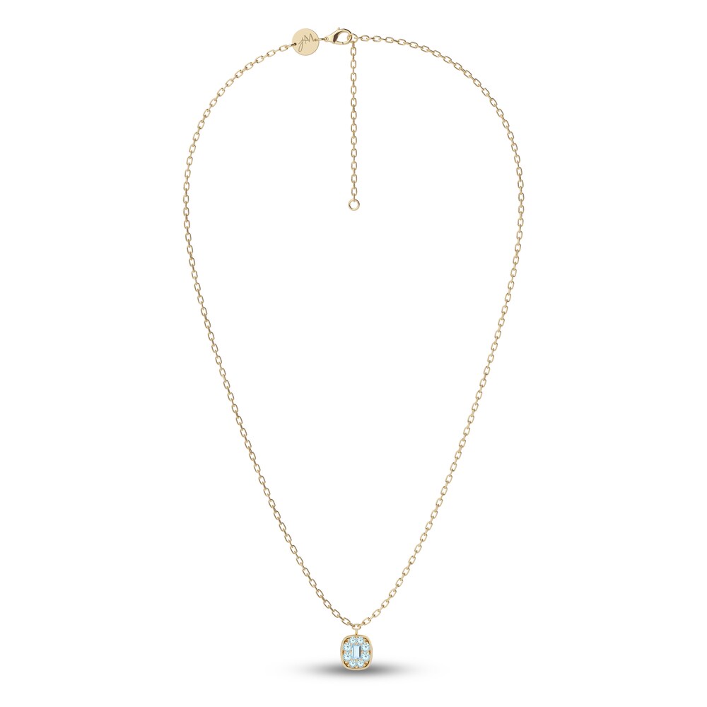 Juliette Maison Natural Aquamarine Pendant Necklace 10K Yellow Gold QYyXlZzx