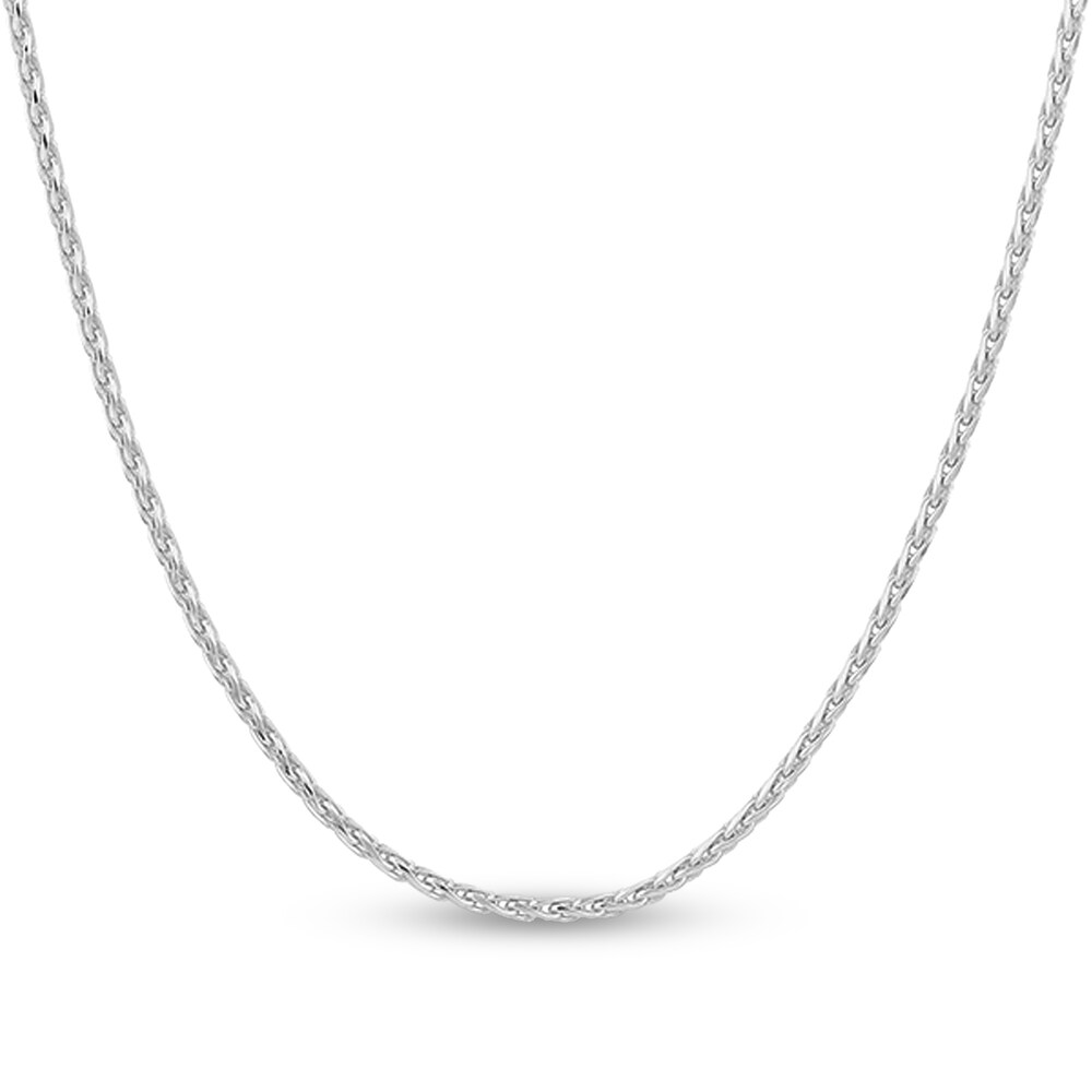 Diamond-Cut Round Wheat Chain Necklace 14K White Gold 18" QaUQP9r7