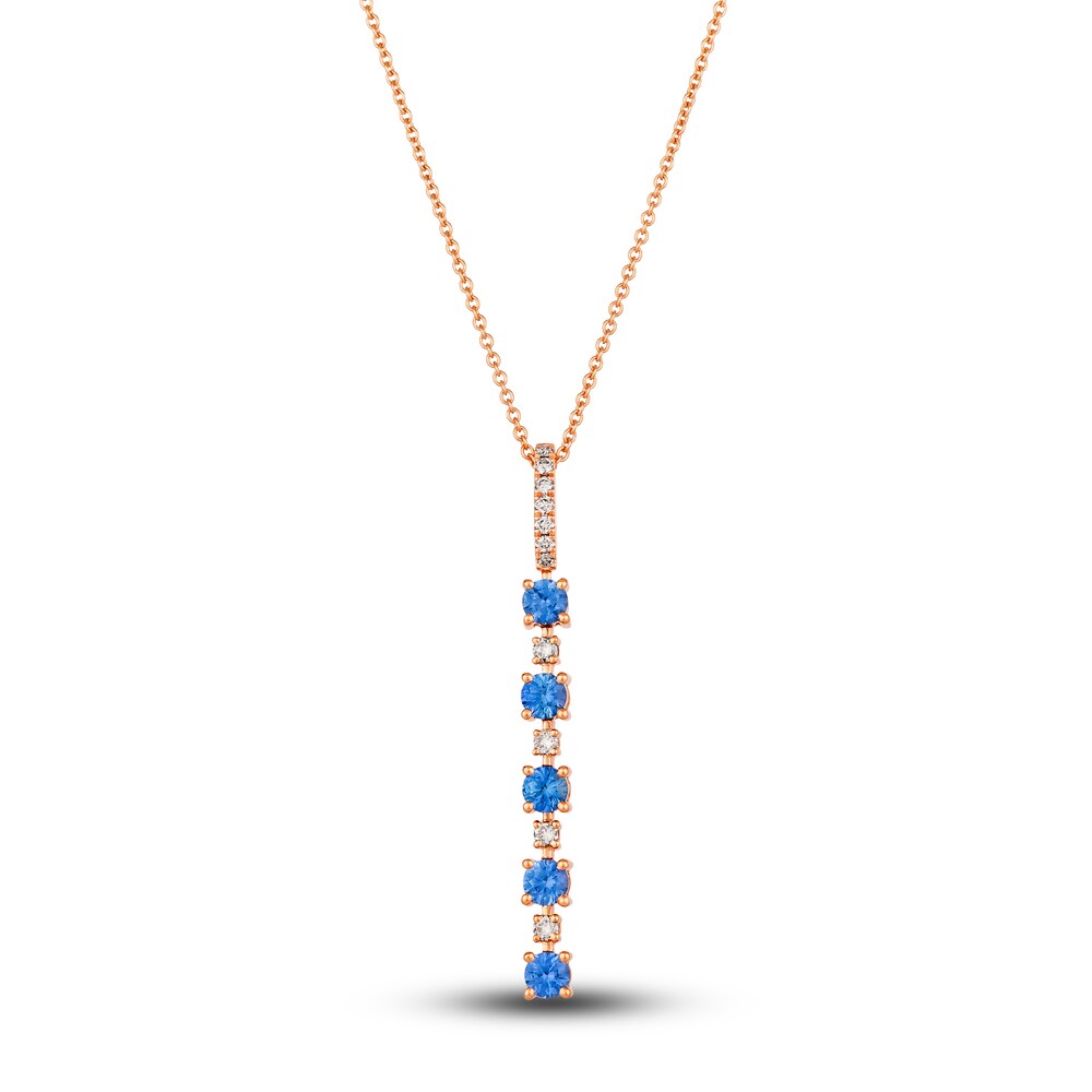 Le Vian Natural Blue Sapphire Necklace 1/8 ct tw Diamonds 14K Strawberry Gold QhvyLchw
