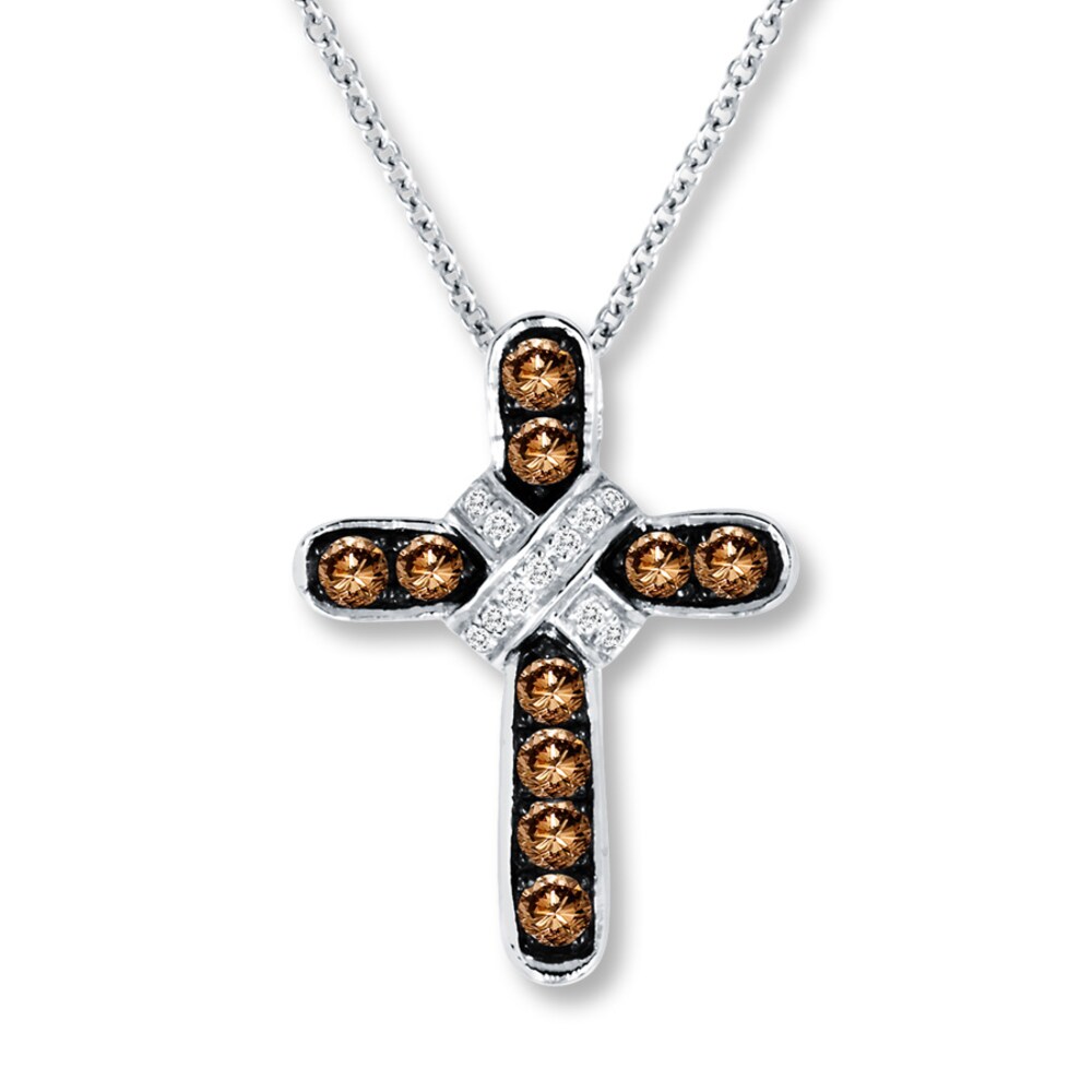 Le Vian Chocolate Diamonds 1/3 ct tw Cross Necklace 14K Gold Qidpuy9S