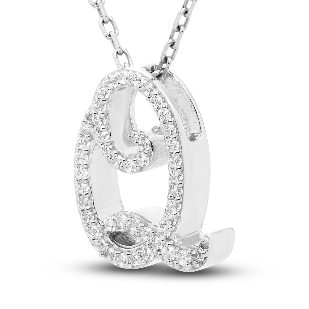 Diamond Initial Q Pendant Necklace 1/10 ct tw Round 10K White Gold Qo7msvHN