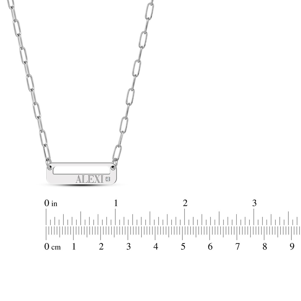 High-Polish Name Link Necklace Diamond Accent Sterling Silver 18\" Qx35dN7U