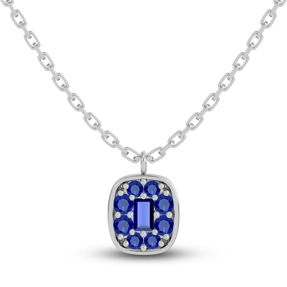 Juliette Maison Natural Blue Sapphire Pendant Necklace 10K White Gold QzdTkdO4