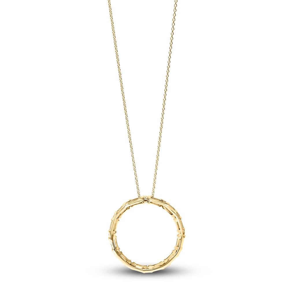 Diamond Circle Necklace 1/2 ct tw Round/Baguette 14K Yellow Gold 16\" R4NGmsRP