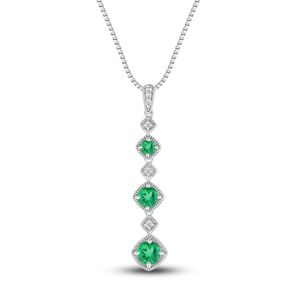 Lab-Created Emerald Necklace 1/20 ct tw Diamonds Sterling Silver R75SZ2YI