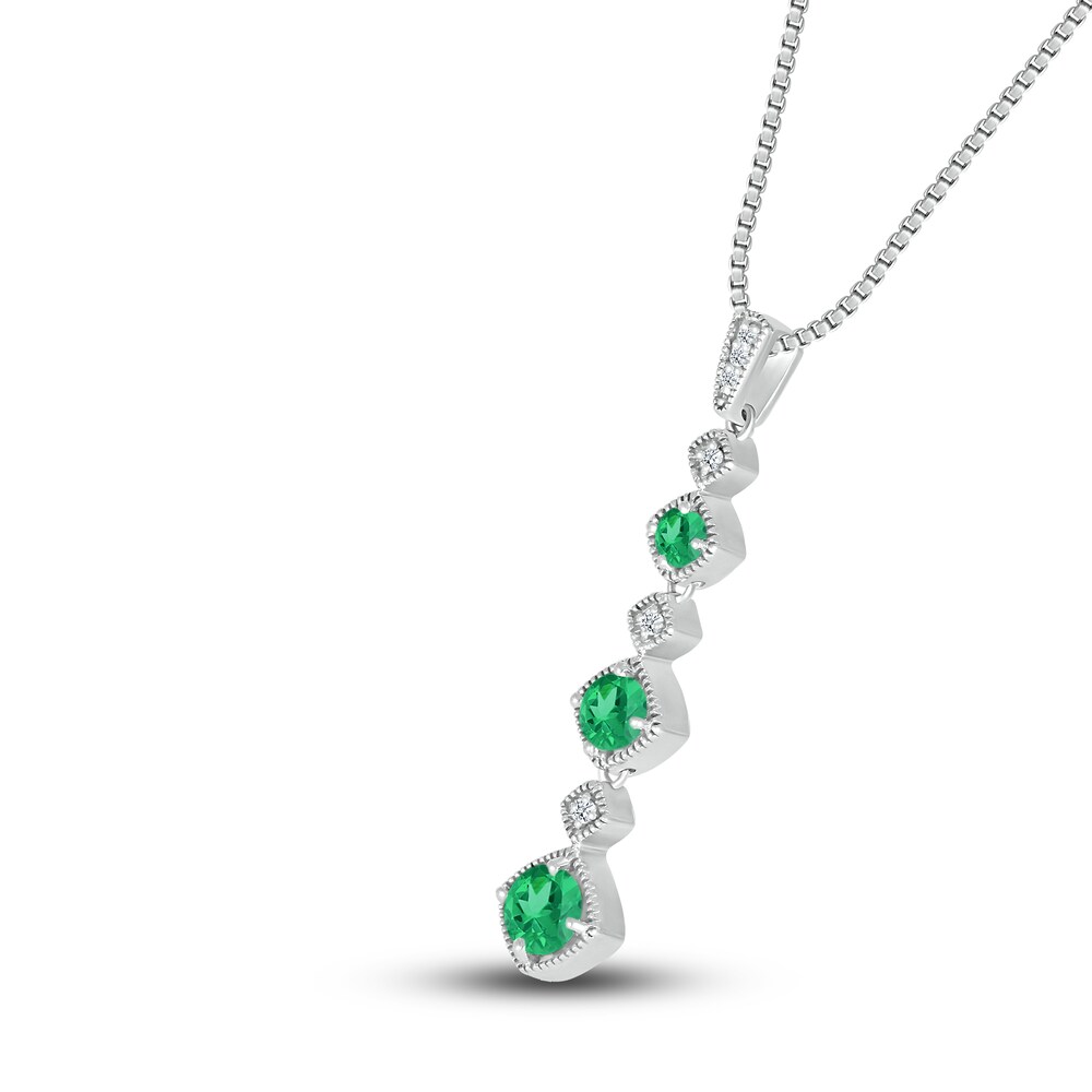 Lab-Created Emerald Necklace 1/20 ct tw Diamonds Sterling Silver R75SZ2YI