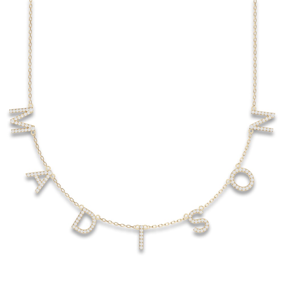 Juliette Maison Diamond Station Name Necklace 1 ct tw Round 10K Yellow Gold RFccyhzo