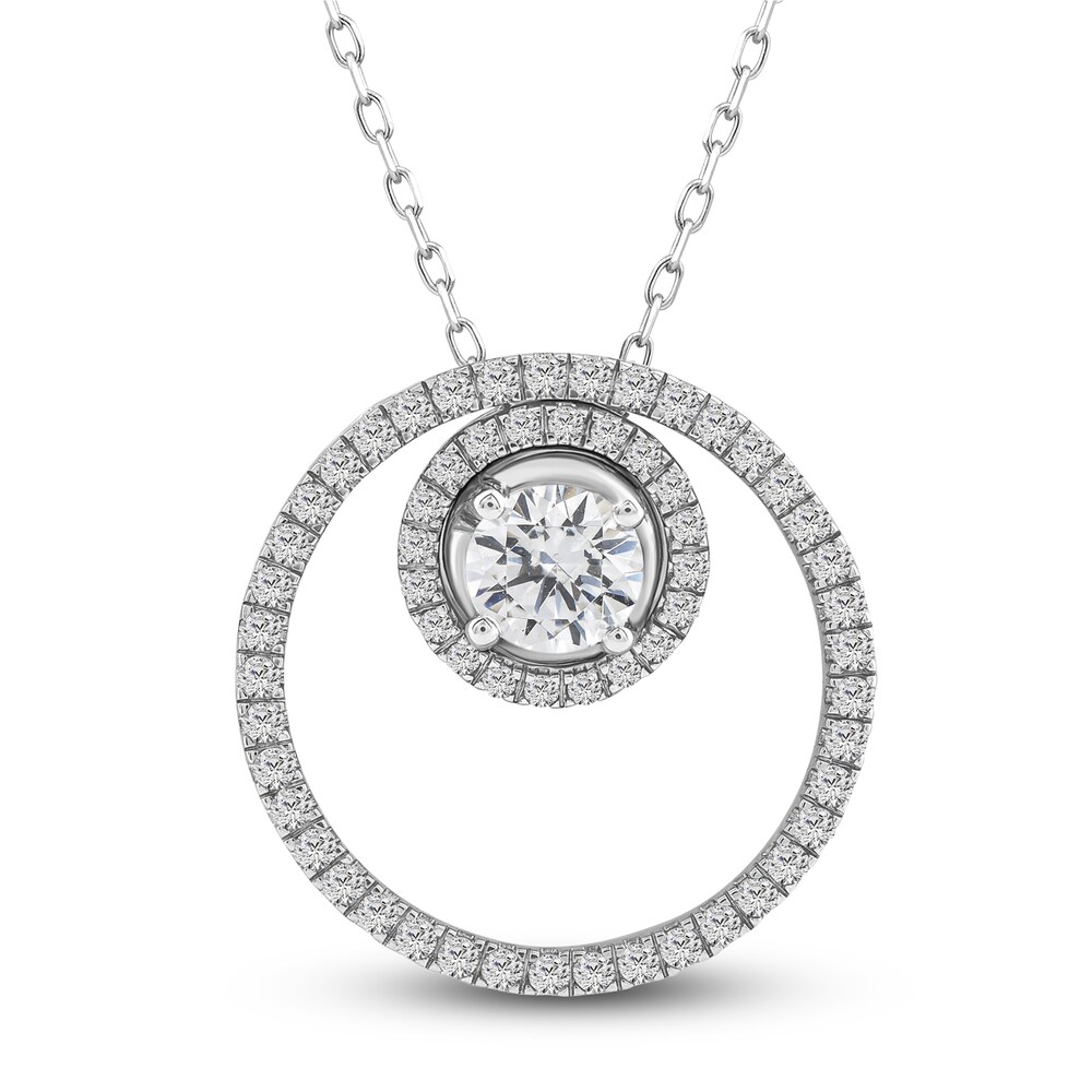 Diamond Pendant Necklace 1 ct tw Round 10K White Gold 18\" RIaXq8pb [RIaXq8pb]