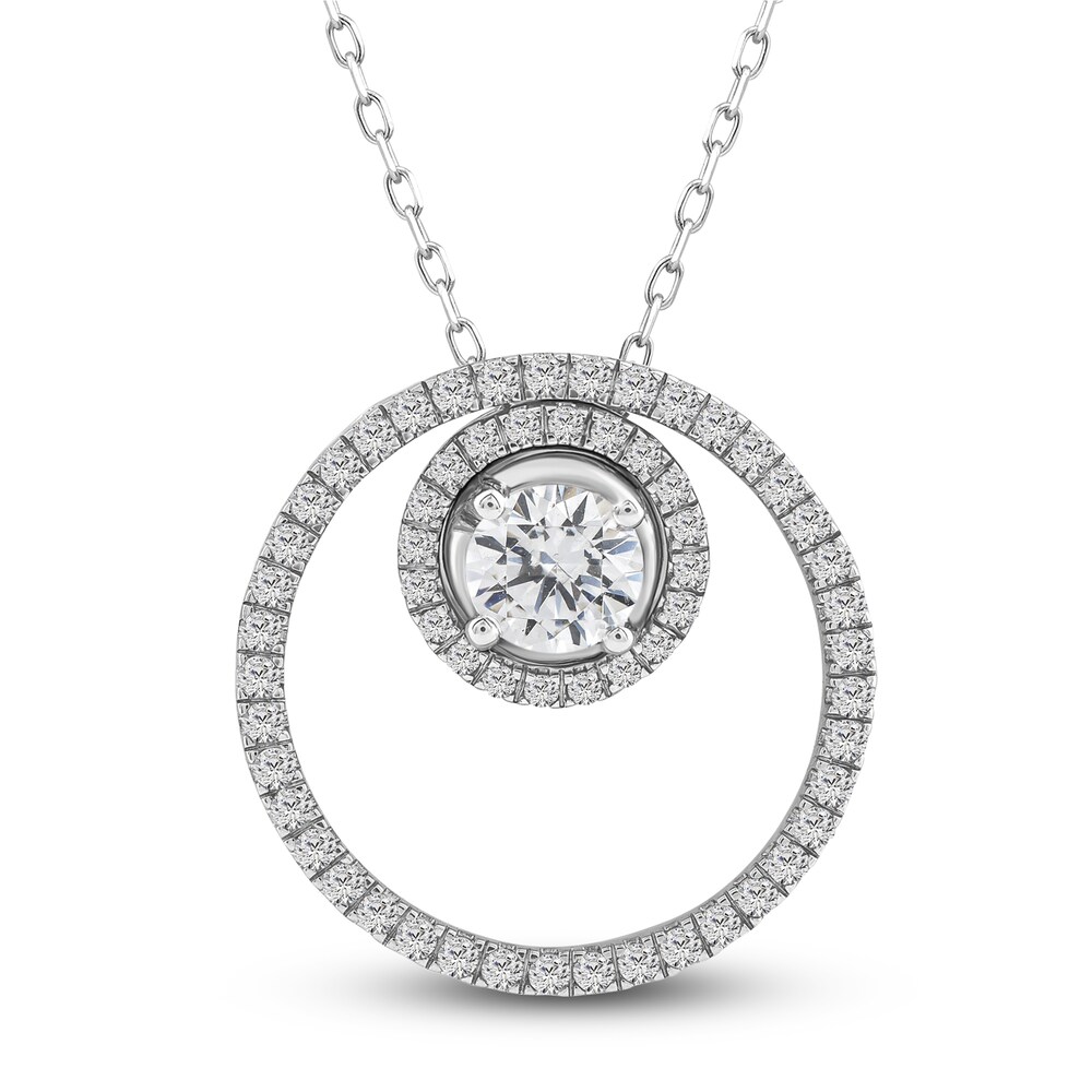 Diamond Pendant Necklace 1 ct tw Round 10K White Gold 18" RIaXq8pb