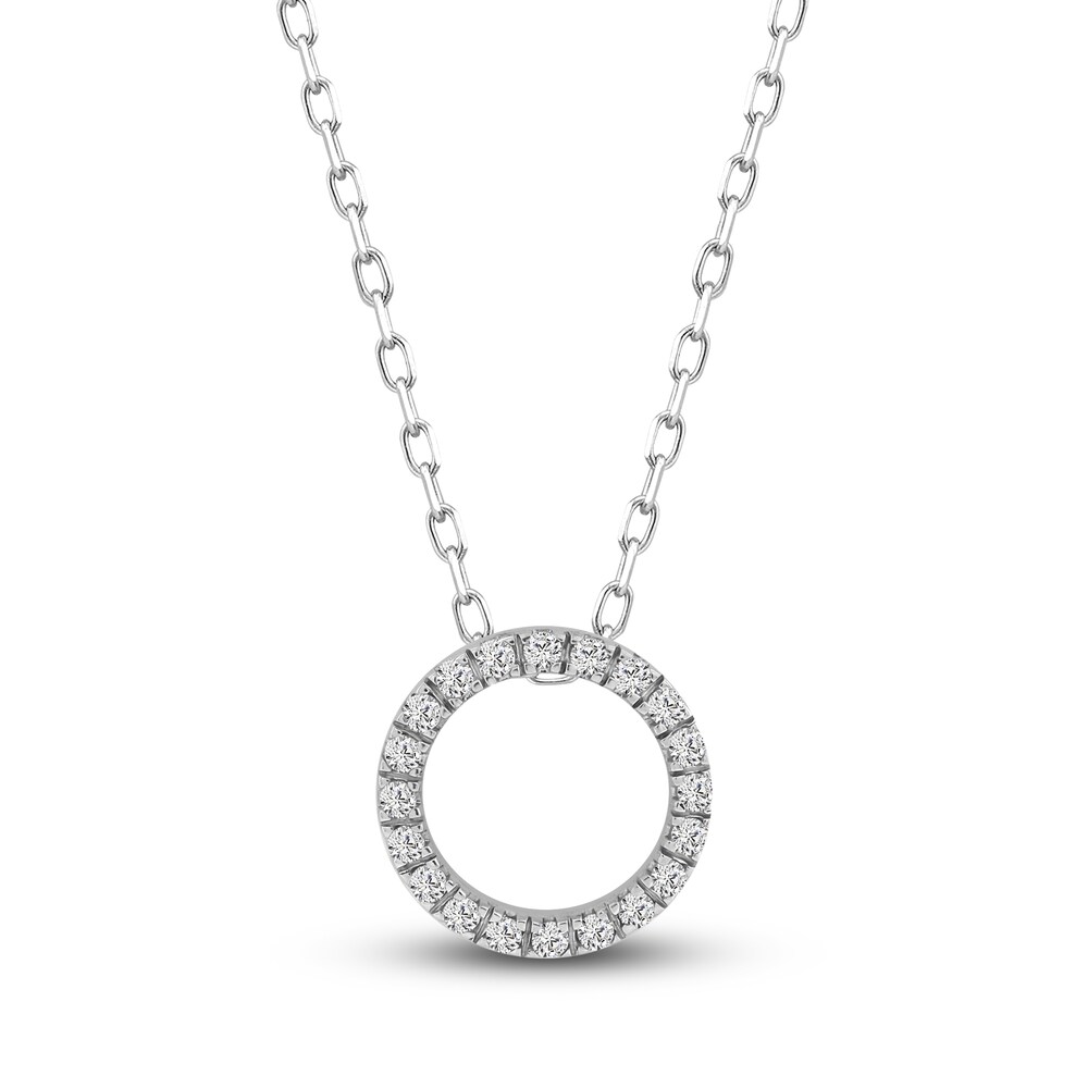 Diamond Pendant Necklace 1 ct tw Round 10K White Gold 18\" RIaXq8pb