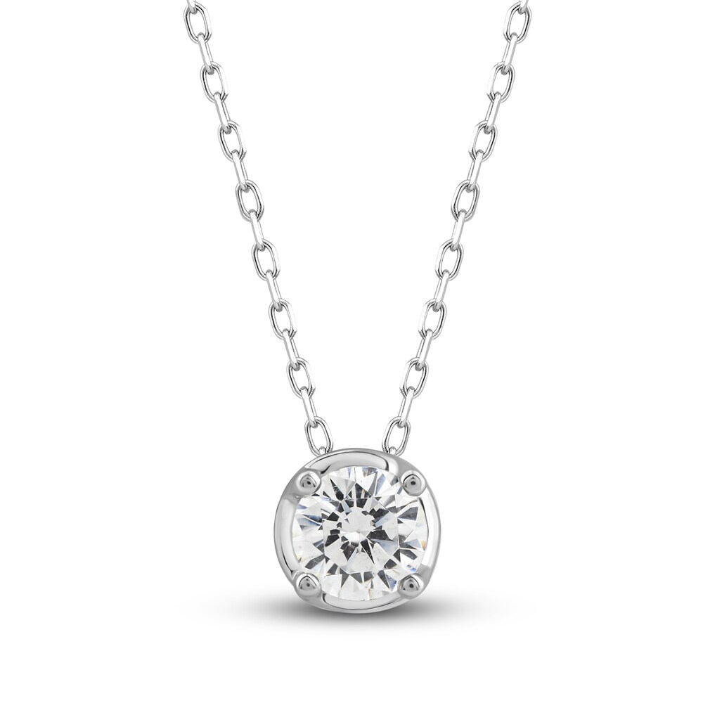 Diamond Pendant Necklace 1 ct tw Round 10K White Gold 18\" RIaXq8pb