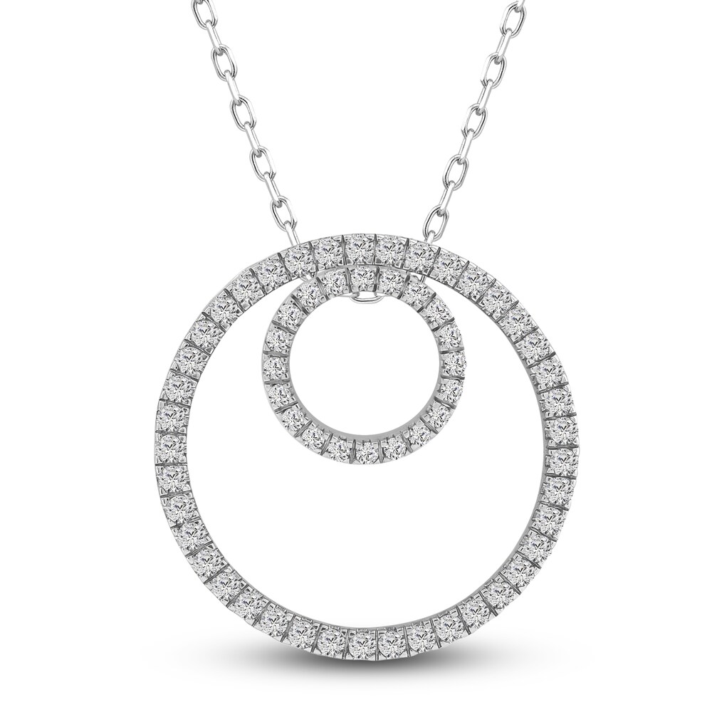 Diamond Pendant Necklace 1 ct tw Round 10K White Gold 18\" RIaXq8pb