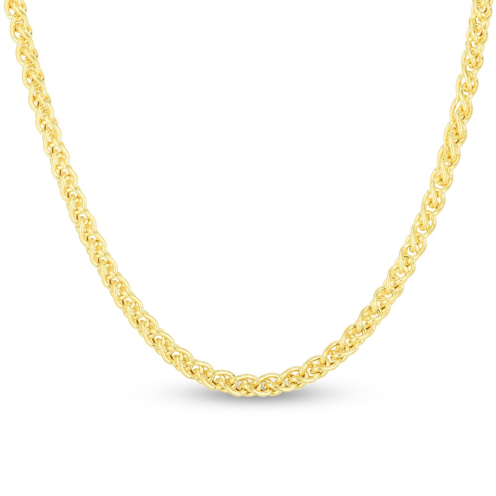 Round Wheat Chain Necklace 14K Yellow Gold 20" RMCj4go2