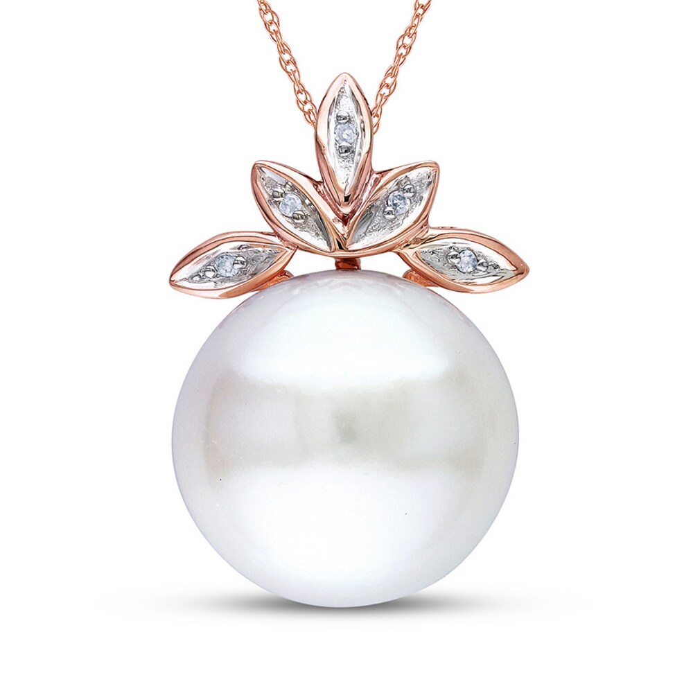 Cultured Pearl Necklace Diamond Accent 10K Rose Gold RQuFsBdD