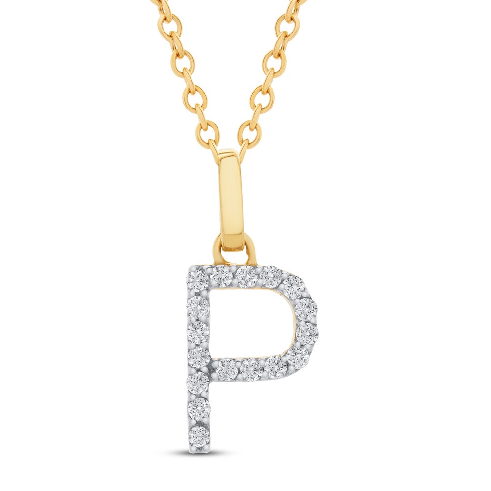 Diamond Letter P Necklace 1/10 ct tw Round 10K Yellow Gold RS1wQEac