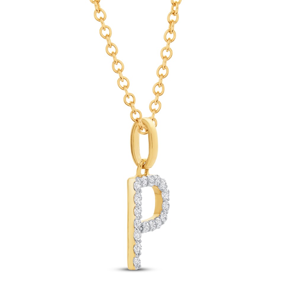 Diamond Letter P Necklace 1/10 ct tw Round 10K Yellow Gold RS1wQEac