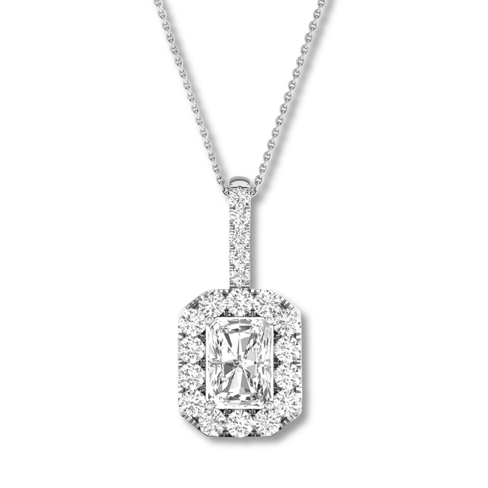 Diamond Necklace 1-1/2 ct tw Emerald-cut/Round 14K White Gold RTEch8kS
