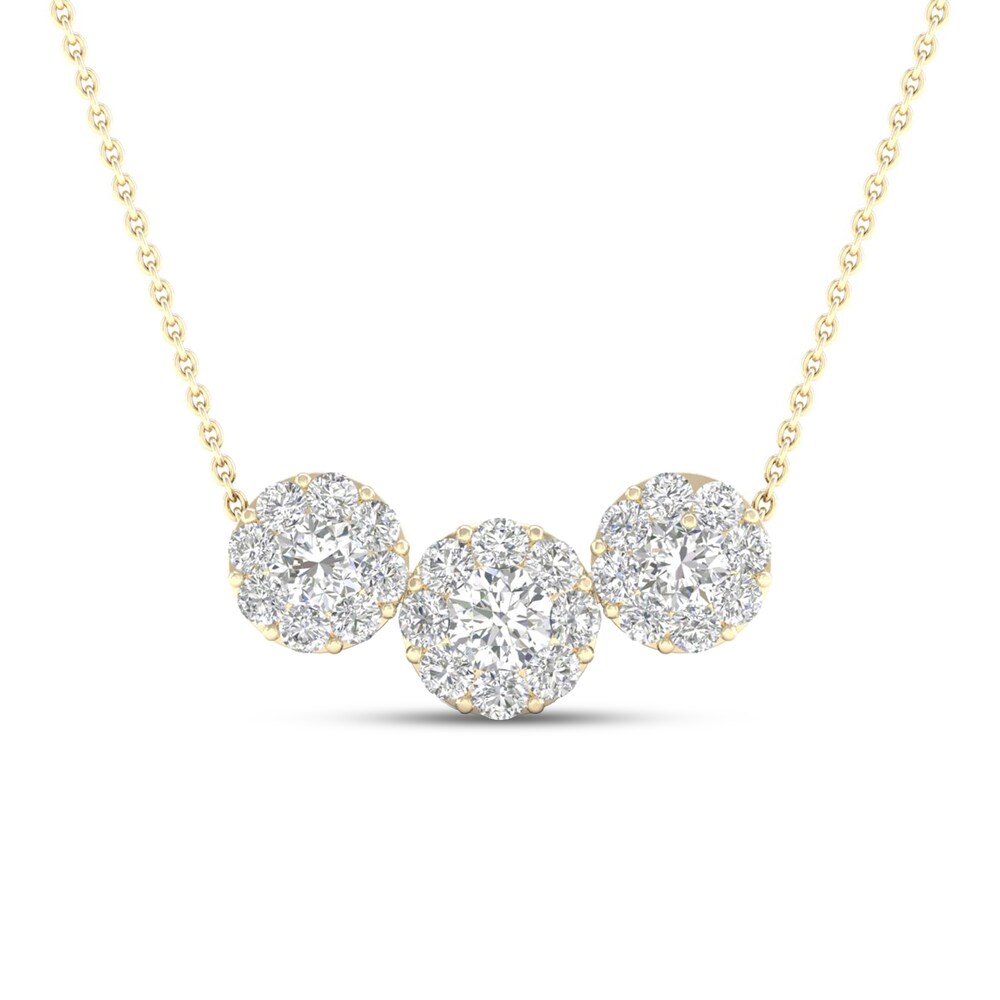 Three-Stone Diamond Necklace 1/2 ct tw Round 10K Yellow Gold RUenOmyb