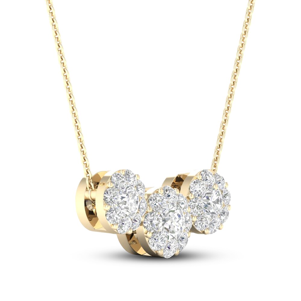 Three-Stone Diamond Necklace 1/2 ct tw Round 10K Yellow Gold RUenOmyb