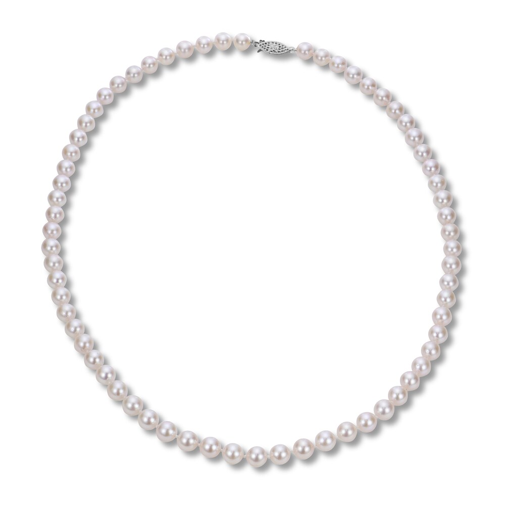 Cultured Akoya Pearl Necklace 14K White Gold 20" RXBb3qHt