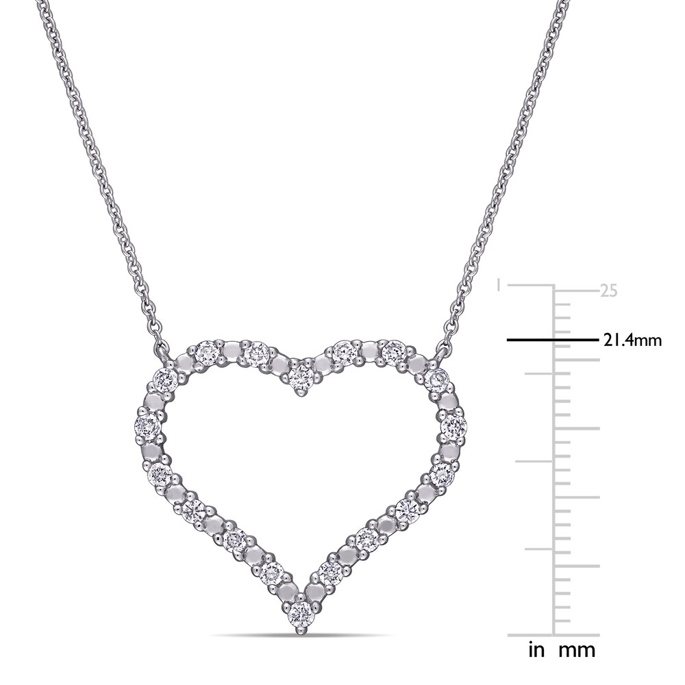 Diamond Heart Pendant Necklace 3/8 ct tw Round 10K White Gold 17\" RaSEO3Jk