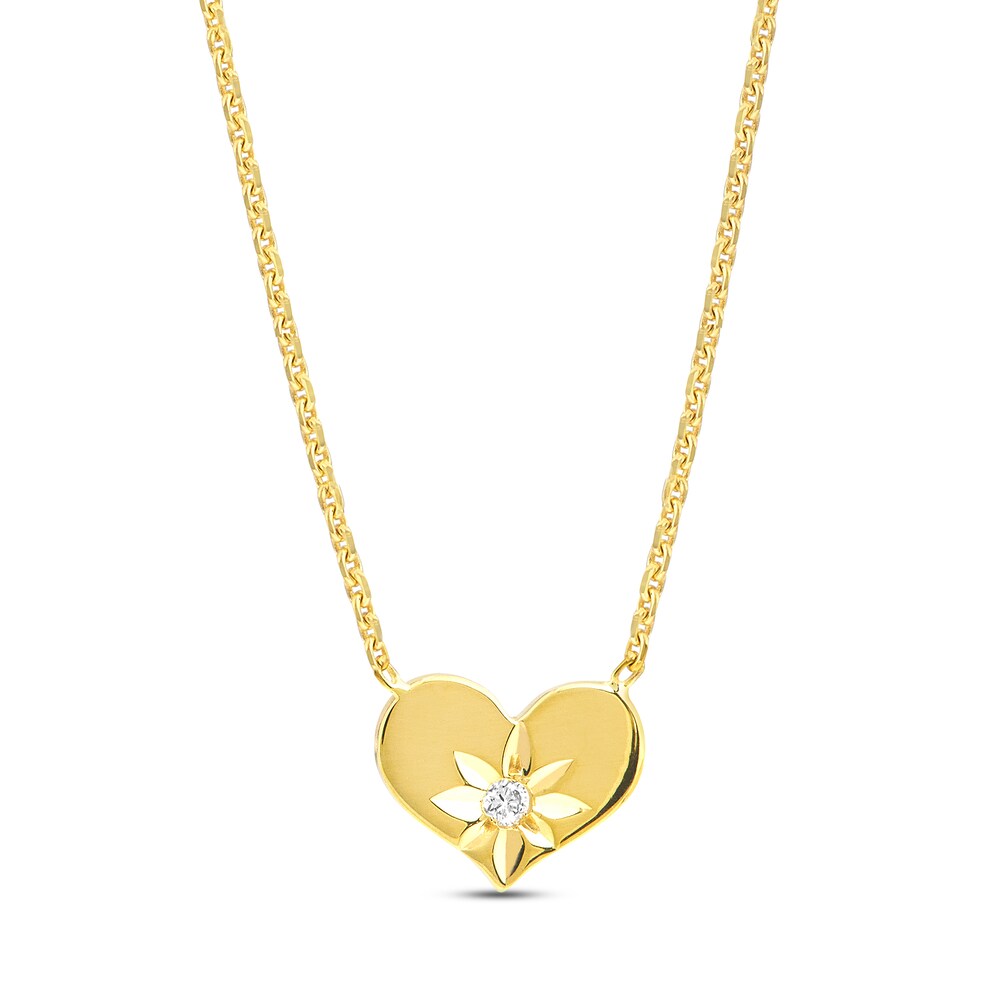 Diamond Accent Heart Necklace 14K Yellow Gold 16" RbNpFkp0