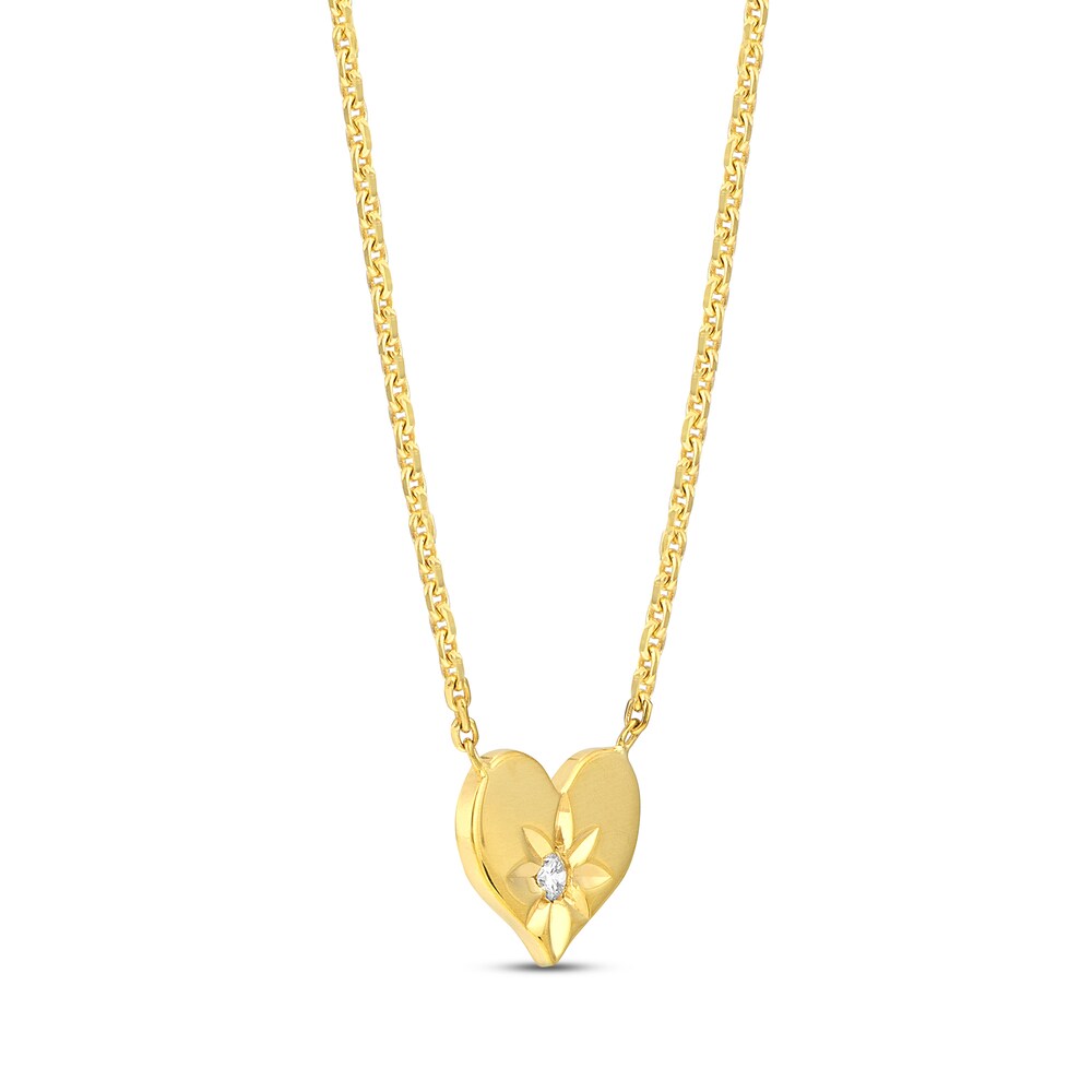 Diamond Accent Heart Necklace 14K Yellow Gold 16\" RbNpFkp0