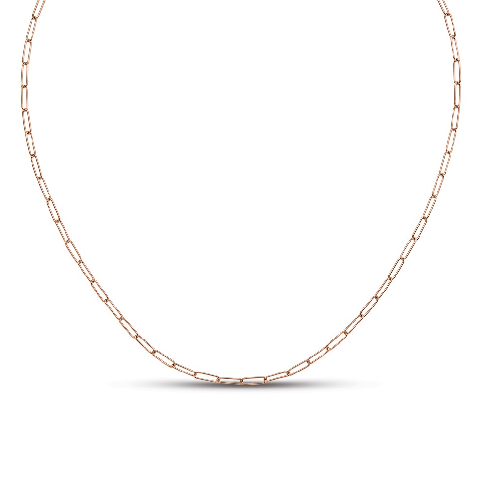 Polished Paperclip Link Necklace 14K Rose Gold RdqmWcGS