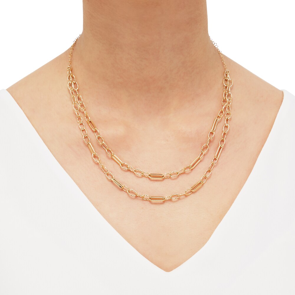 Italia D\'Oro Paper Clip Chain Necklace 14K Yellow Gold 18\" ReAh0dmQ