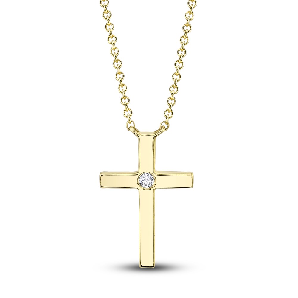 Shy Creation Cross Necklace Diamond Accents 14K Yellow Gold SC55021364 RfLRm45v