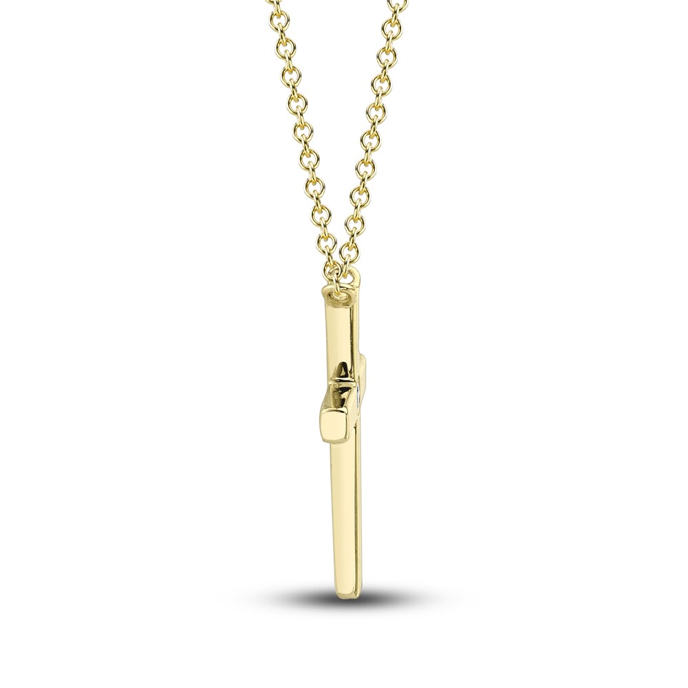 Shy Creation Cross Necklace Diamond Accents 14K Yellow Gold SC55021364 RfLRm45v