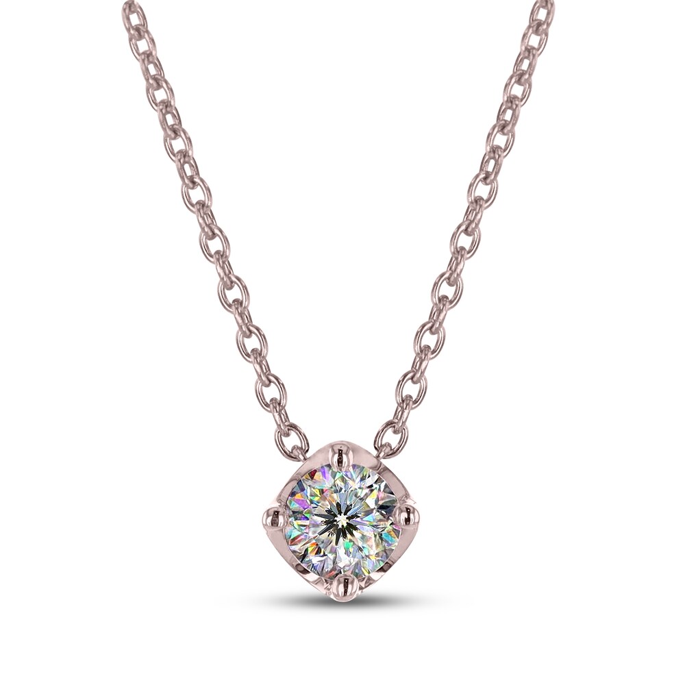 THE LEO First Light Diamond Solitaire Necklace 1/4 carat Round 14K Rose Gold (I1/I) Rm27Ar3X