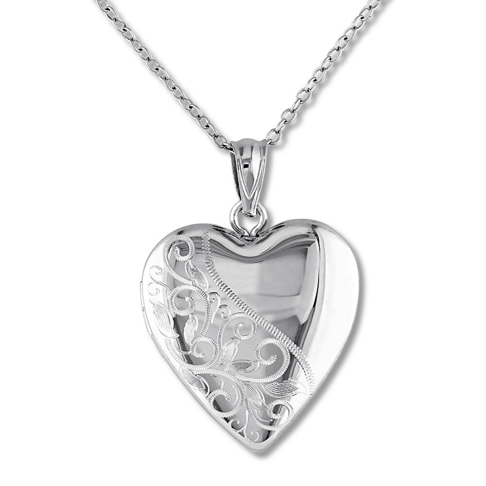 Heart Swirl Locket Necklace Sterling Silver RrJknc2o