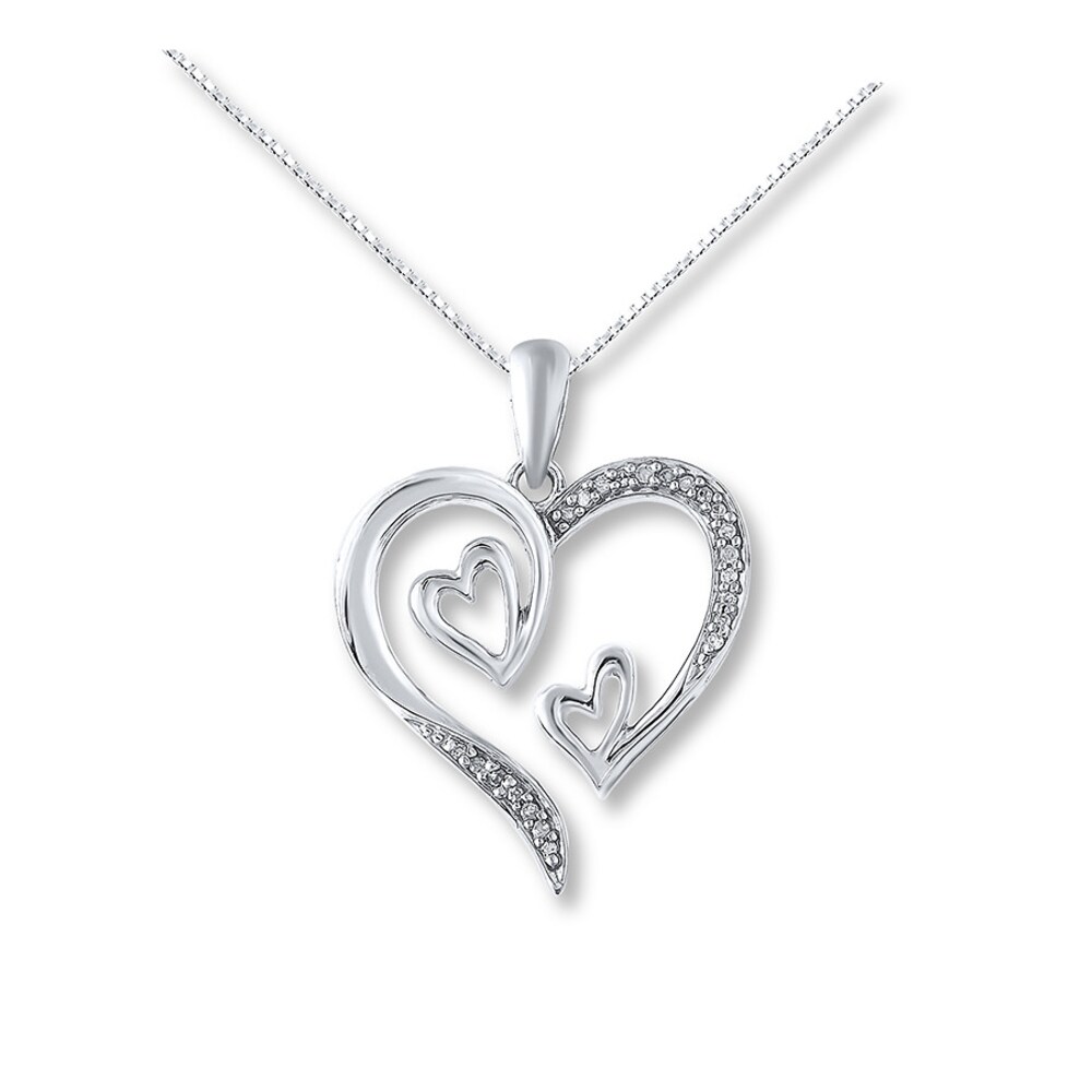 Diamond Heart Necklace 1/15 ct tw Round-cut Sterling Silver RuDRoPYx