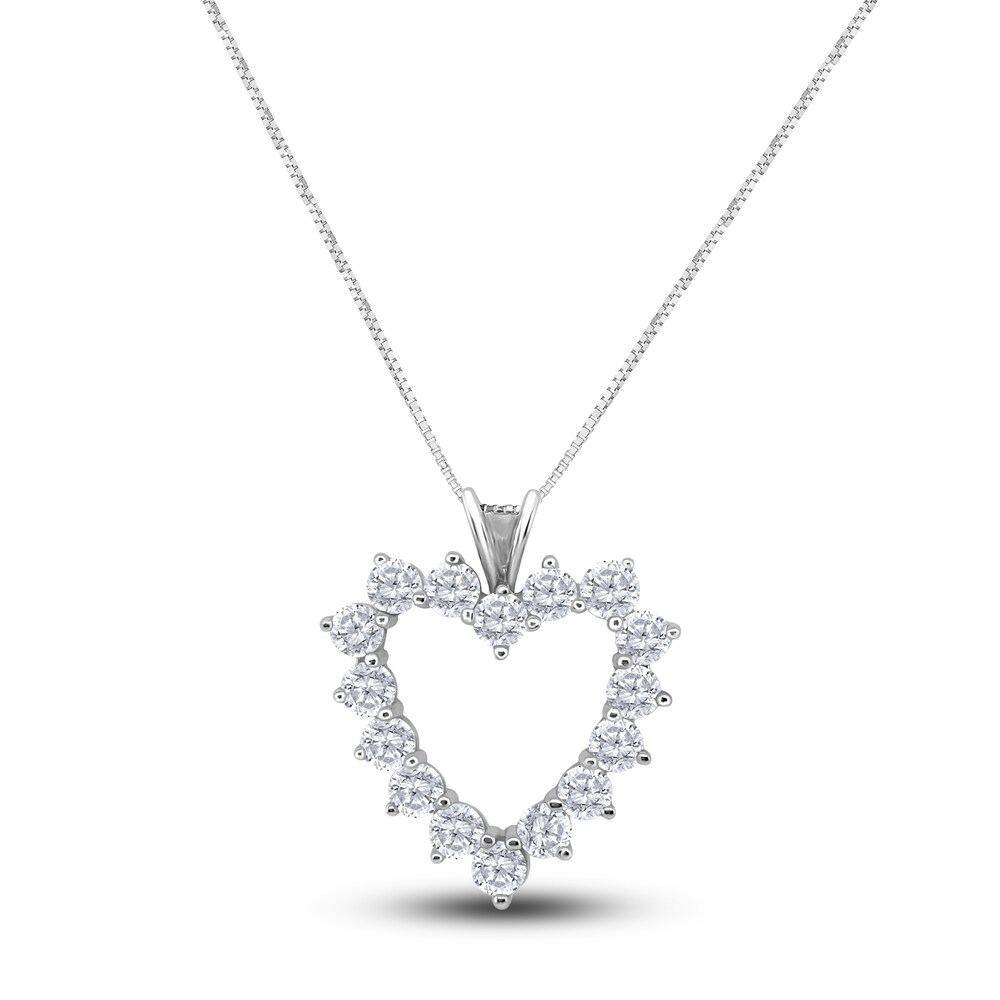 Diamond Pendant Necklace 2-1/2 ct tw Round 14K White Gold 18" Ry1GLWNs