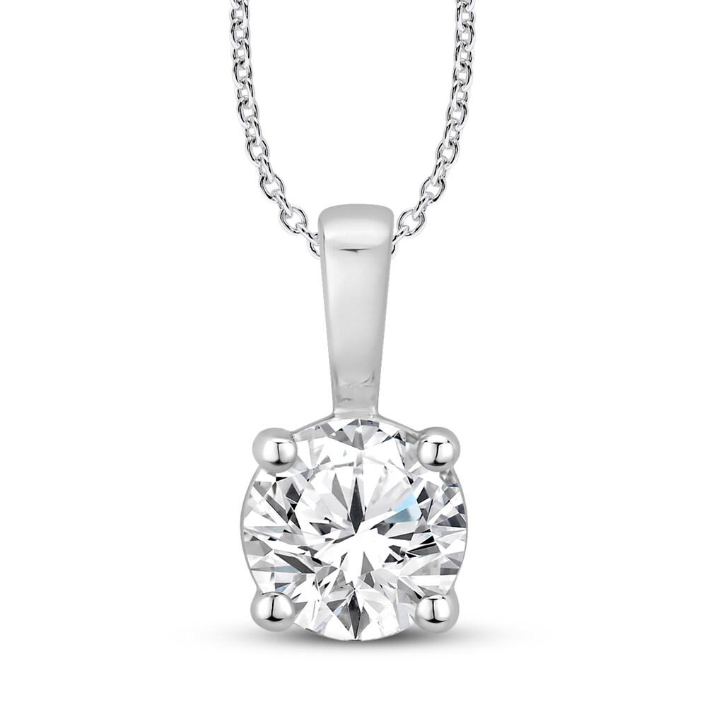 Hearts Desire Diamond Solitaire Necklace 1/2 ct tw Round 18K White Gold (I1/I) S5X6V00n