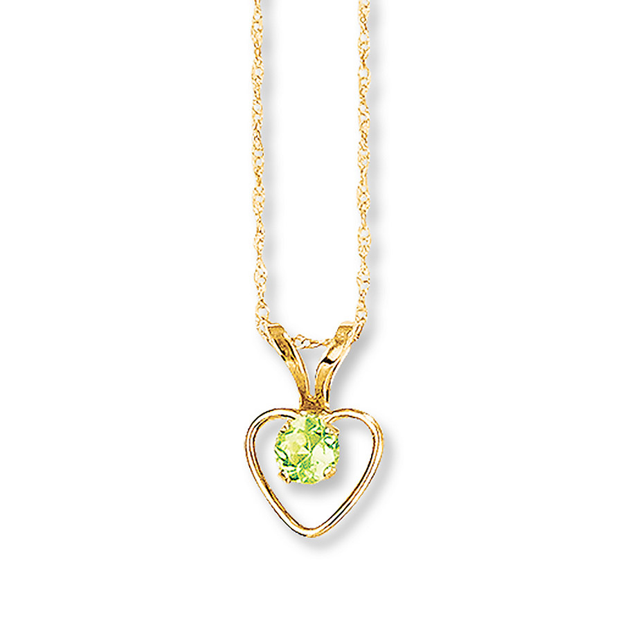 Peridot Heart Necklace 14K Yellow Gold S64bRuzL [S64bRuzL]