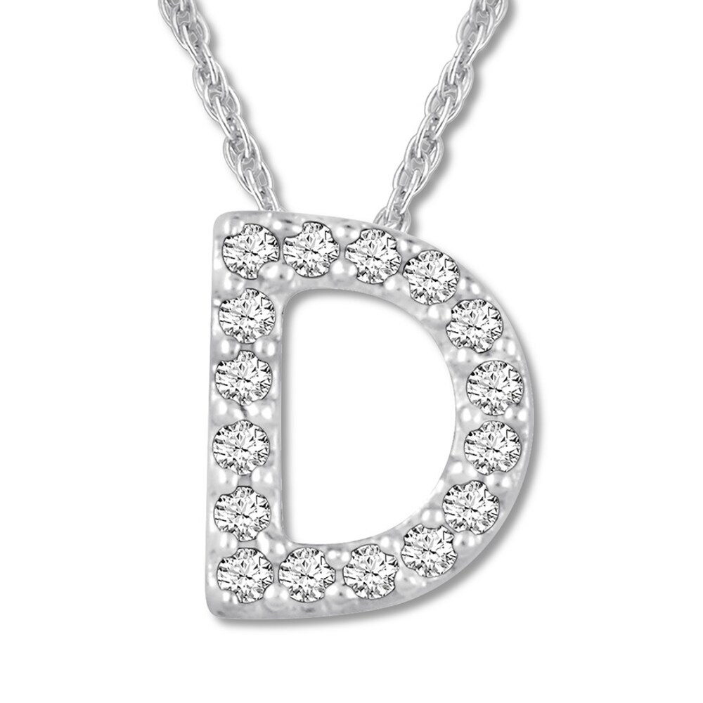 Diamond Initial D Necklace 1/20 ct tw Round-cut 10K White Gold S7MXGNev
