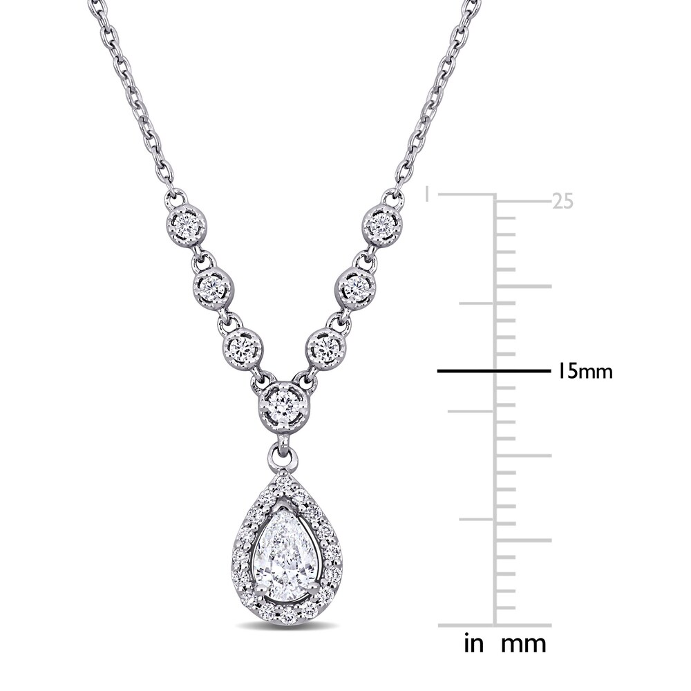 Diamond Teardrop Necklace 1/2 ct tw Pear/Round 18K White Gold 17.5\" S7UzeQFm