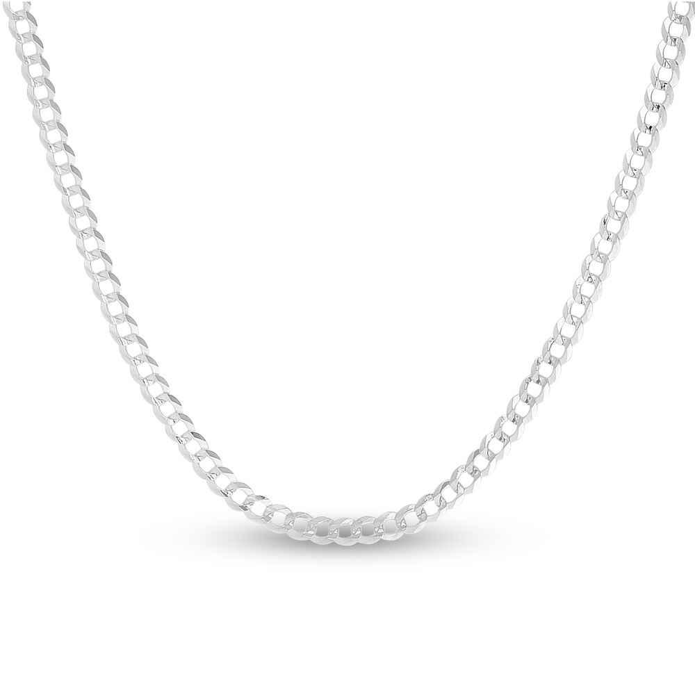 Curb Chain Necklace 14K White Gold 18" S7iJs1Q9