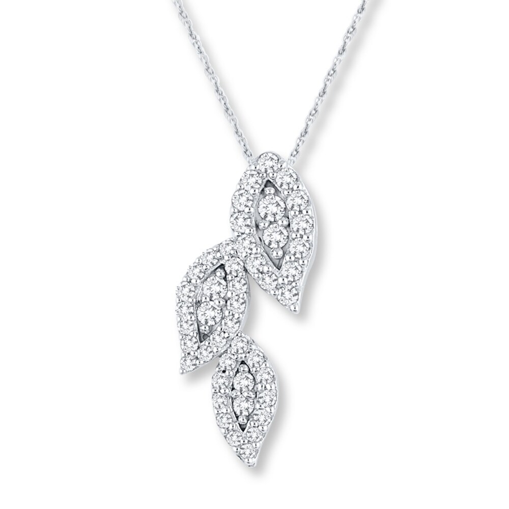 Leaf Trio Necklace 1/5 ct tw Diamonds 10K White Gold SDGk9Wn9