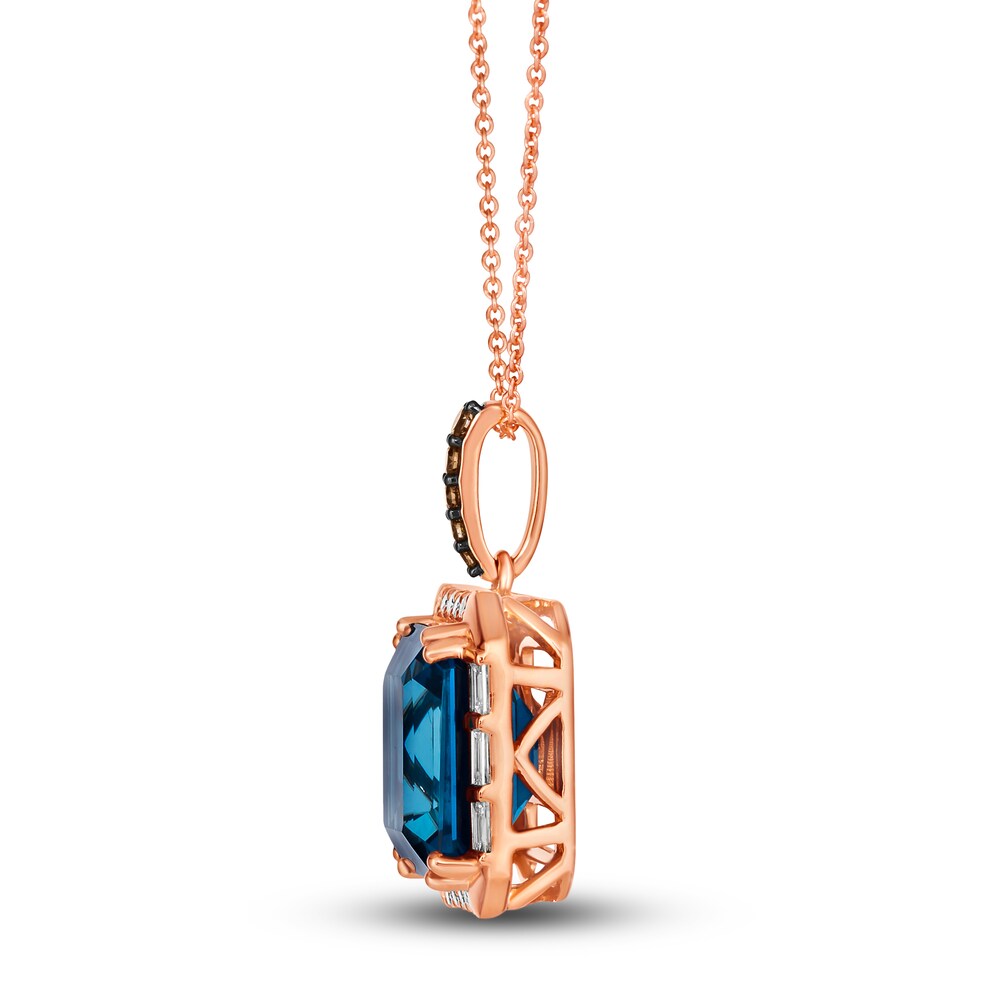 Le Vian Natural Blue Topaz Pendant Necklace 1/3 ct tw Round 14K Strawberry Gold 19\" SHVm363z